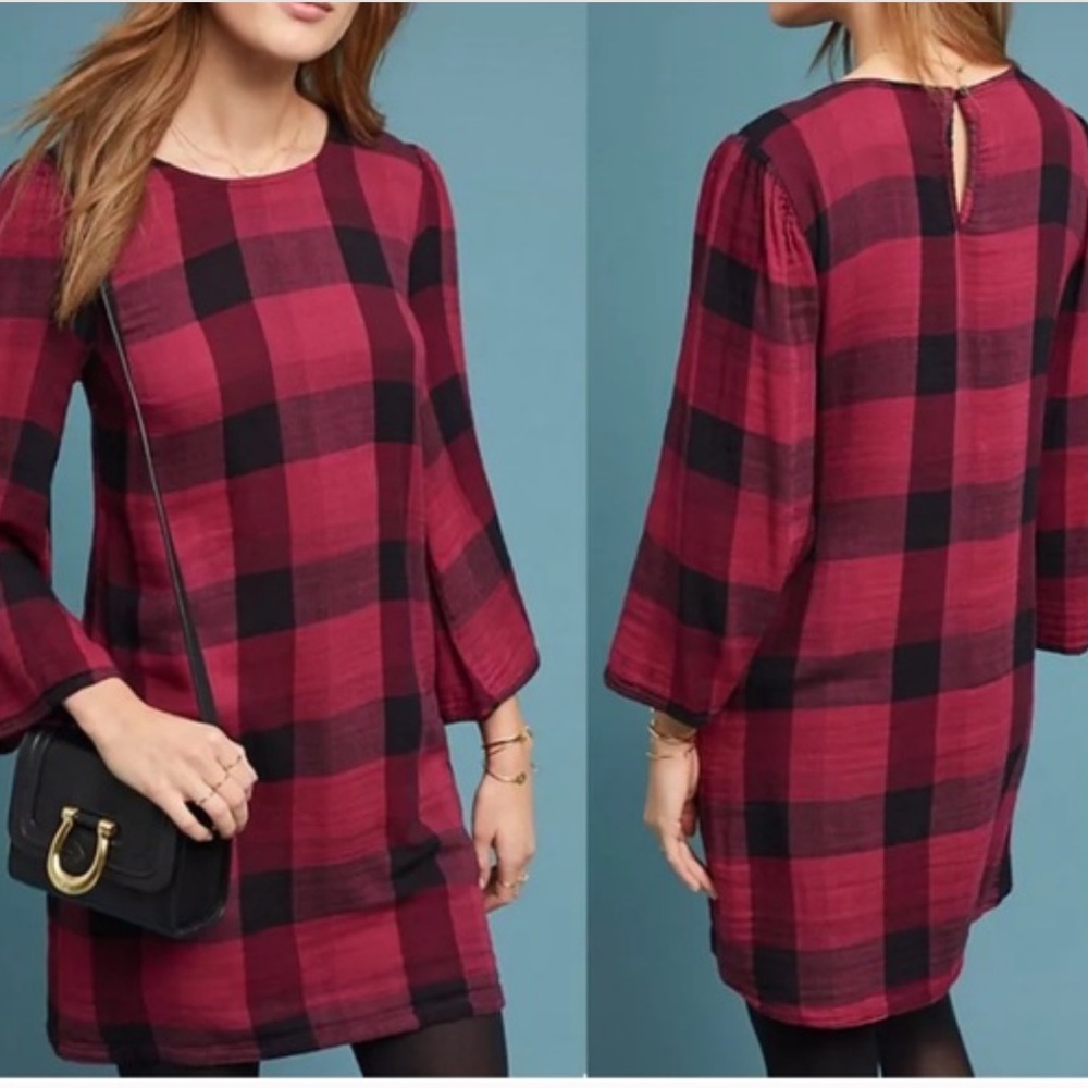 Anthropologie cloth and stone plaid tunic dress NWT size  Small